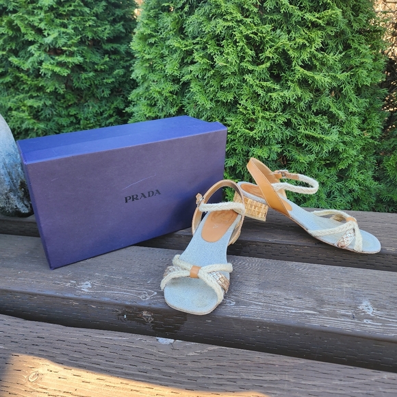 Prada Calzature Donna Sandles with Box Size 37.5 US 7.5 made in Italy ๐ฎ๐น - Picture 1 of 8